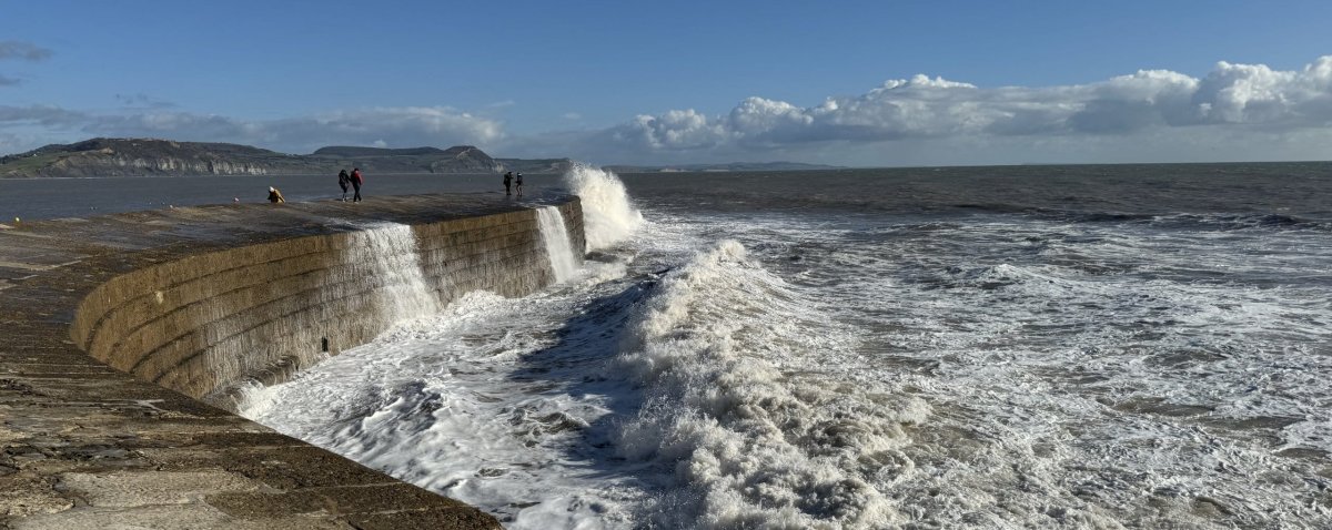 Stormy sea at The Cobb, Lyme Regis